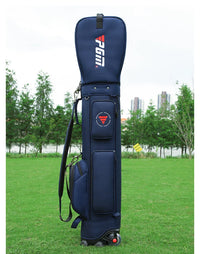 Nylon Golf Bag with Wheels for Aviation, Black and Gray