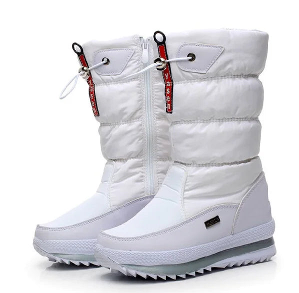 Women's Mid-Calf Platform Snow Boots with Flat Heel