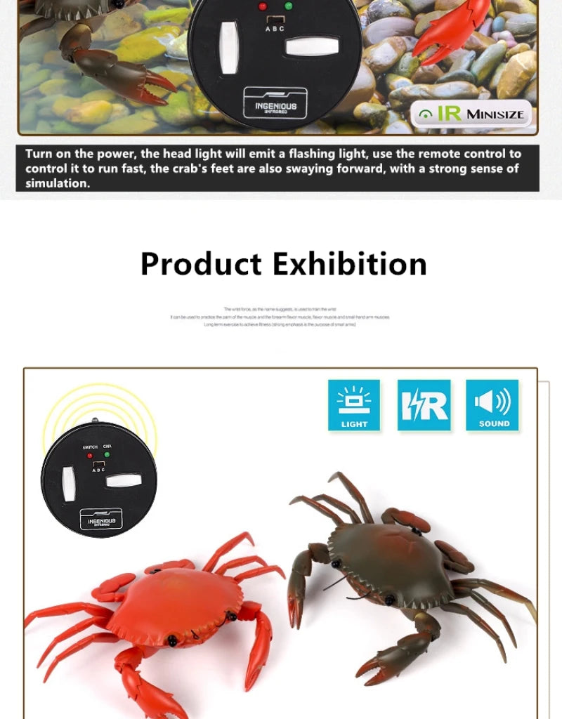 Smart Intelligent RC Robot crab Toy With eye flash light simulation sound crab Model Toy high simulation crab design classic toy