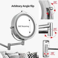 Folding Arm Extend Bathroom Mirror With LED Light 7 Inch Wall Mounted Double Side Smart Cosmetic Makeup Mirrors - Buy online at  Vibe In Cart.