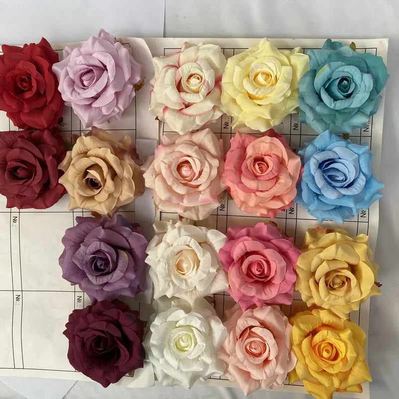11cm Cotton Artificial Rose Flower Head Decoration