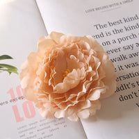 Artificial Silk Peony Flower Heads, 15 Pieces, 13cm Diameter, Red Pink Green