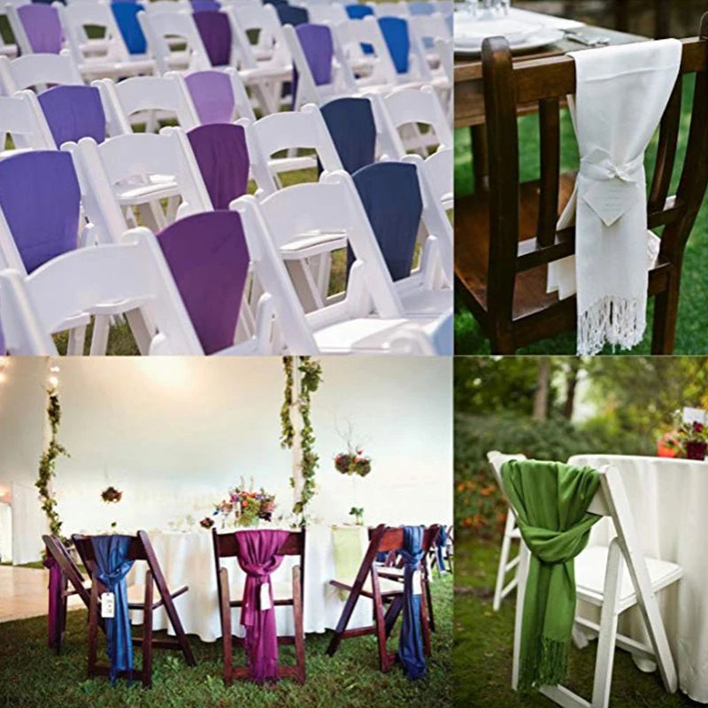 Women's Long Polyester Tassel Scarf with Solid Color