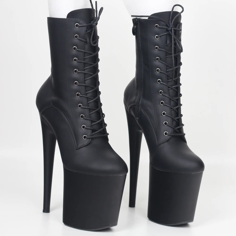 JIALUOWEI INS Style 20CM Extreme High Heels Platform Boots Lace Up Sexy Pole Dancing Ankle Boots Side Zip 5-12 - Buy online at  Vibe In Cart.