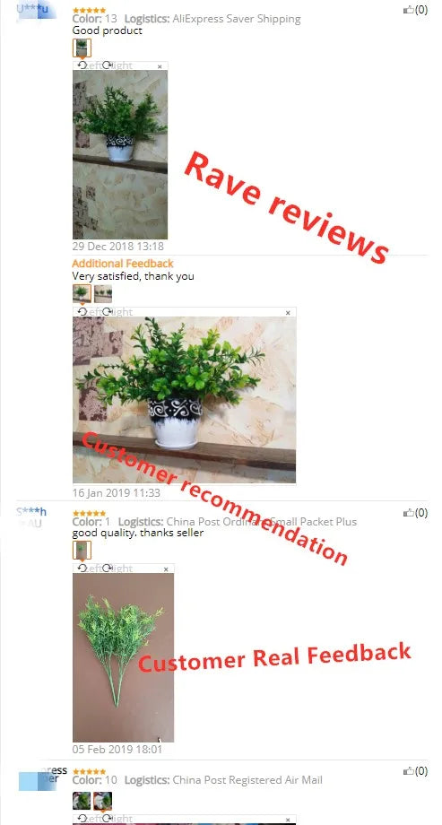 YO CHO Artificial Plastic Plants for Home Garden Decoration Fern Grass Wedding Wall Outdoor Decor Green Leaf Artificial Flowers - Buy online at  Vibe In Cart.