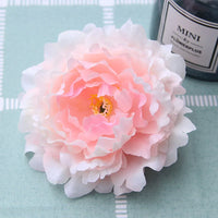 Artificial Silk Peony Flower Heads, 15 Pieces, 13cm Diameter, Red Pink Green
