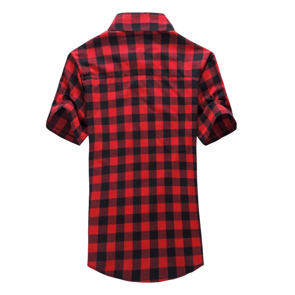Red And Black Plaid Shirt Men Shirts 2024 New Summer Fashion Chemise Homme Mens Checkered Shirts Short Sleeve Shirt Men Blouse - Buy online at  Vibe In Cart.