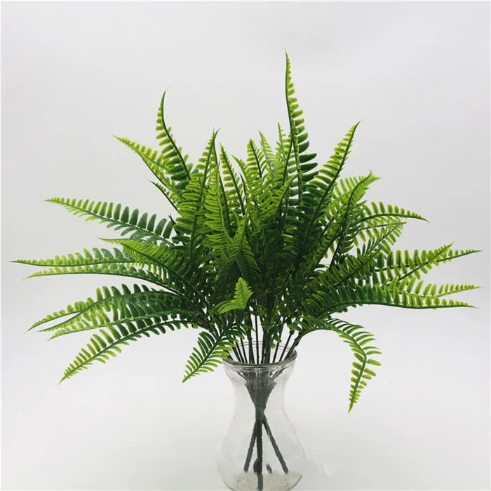 Artificial Plastic Fern Grass Plants for Home and Wedding Decor, Green