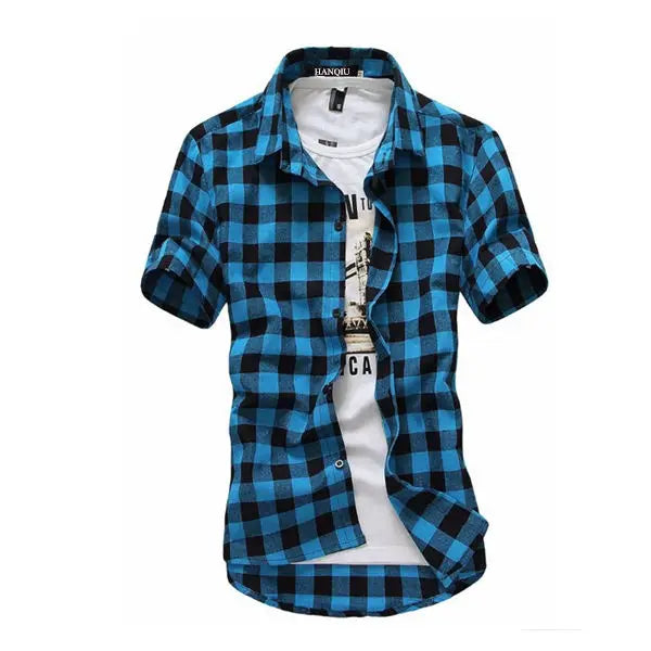 Red And Black Plaid Shirt Men Shirts 2024 New Summer Fashion Chemise Homme Mens Checkered Shirts Short Sleeve Shirt Men Blouse - Buy online at  Vibe In Cart.