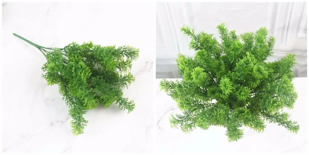 Artificial Plastic Fern Grass Plants for Home and Wedding Decor, Green