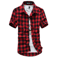 Red And Black Plaid Shirt Men Shirts 2024 New Summer Fashion Chemise Homme Mens Checkered Shirts Short Sleeve Shirt Men Blouse - Buy online at  Vibe In Cart.