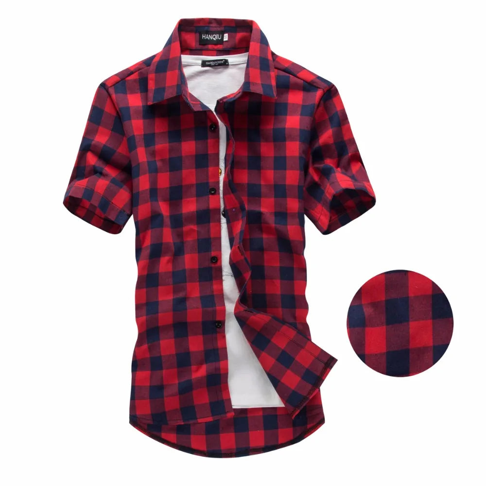 Red And Black Plaid Shirt Men Shirts 2024 New Summer Fashion Chemise Homme Mens Checkered Shirts Short Sleeve Shirt Men Blouse - Buy online at  Vibe In Cart.