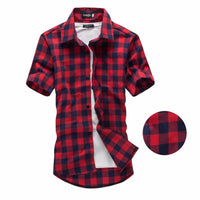 Red And Black Plaid Shirt Men Shirts 2024 New Summer Fashion Chemise Homme Mens Checkered Shirts Short Sleeve Shirt Men Blouse - Buy online at  Vibe In Cart.