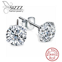 Crystal Zircon Real 925 Sterling Silver Earrings Channel  Cubic Zirconia Silver Stud Earrings for Women Sterling Silver Jewelry - Buy online at  Vibe In Cart.