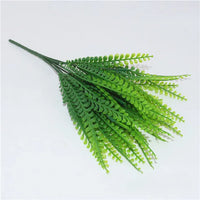 Artificial Plastic Fern Grass Plants for Home and Wedding Decor, Green