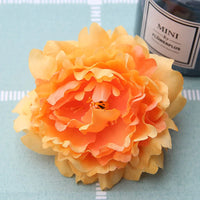 Artificial Silk Peony Flower Heads, 15 Pieces, 13cm Diameter, Red Pink Green