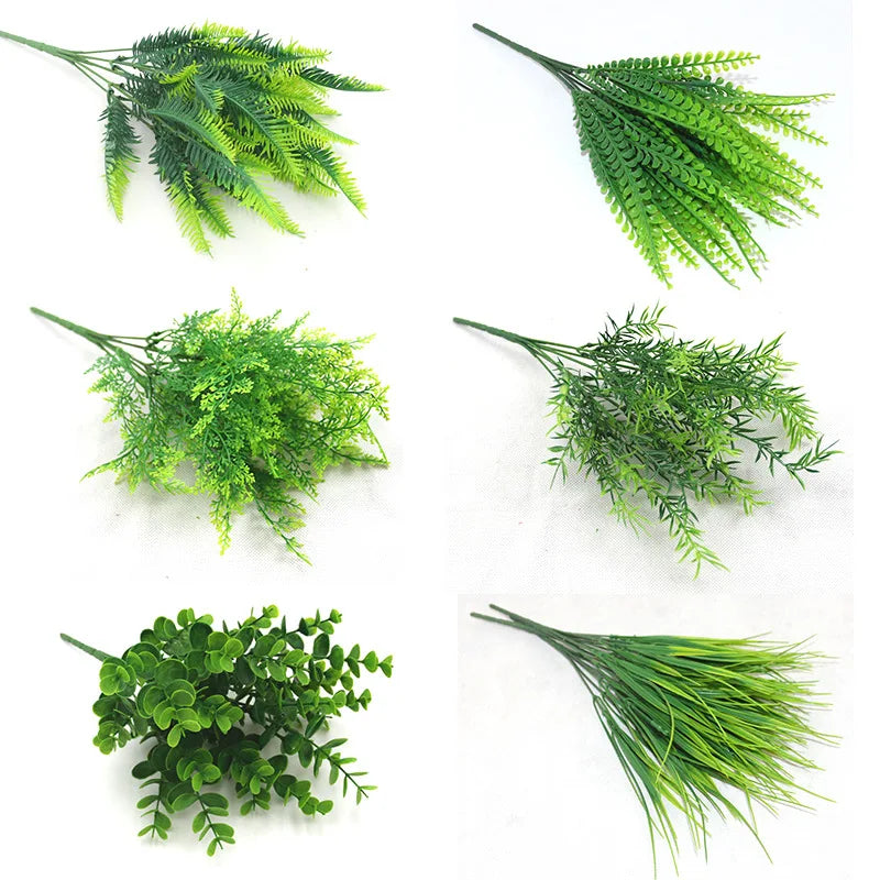 YO CHO Artificial Plastic Plants for Home Garden Decoration Fern Grass Wedding Wall Outdoor Decor Green Leaf Artificial Flowers - Buy online at  Vibe In Cart.