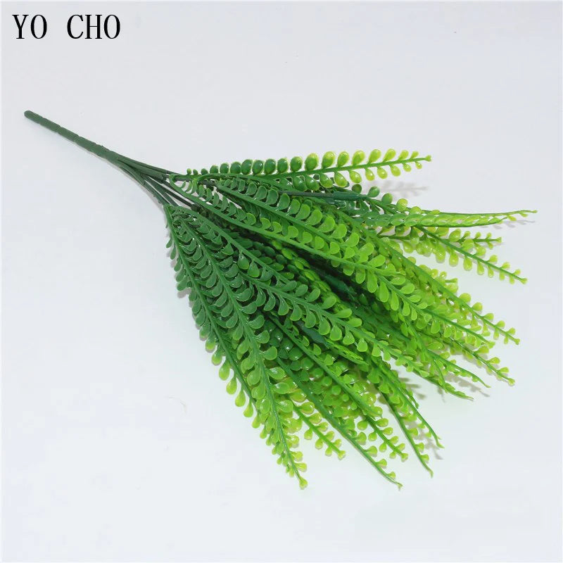 YO CHO Artificial Plastic Plants for Home Garden Decoration Fern Grass Wedding Wall Outdoor Decor Green Leaf Artificial Flowers - Buy online at  Vibe In Cart.
