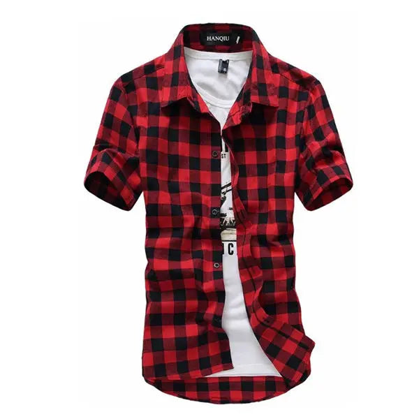 Red And Black Plaid Shirt Men Shirts 2024 New Summer Fashion Chemise Homme Mens Checkered Shirts Short Sleeve Shirt Men Blouse - Buy online at  Vibe In Cart.