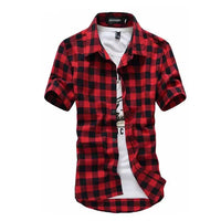 Red And Black Plaid Shirt Men Shirts 2024 New Summer Fashion Chemise Homme Mens Checkered Shirts Short Sleeve Shirt Men Blouse - Buy online at  Vibe In Cart.