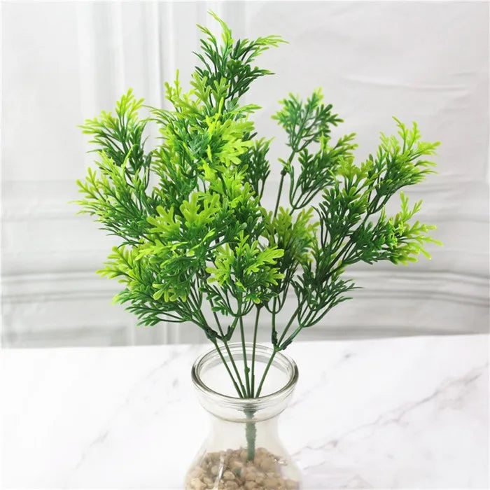 Artificial Plastic Fern Grass Plants for Home and Wedding Decor, Green