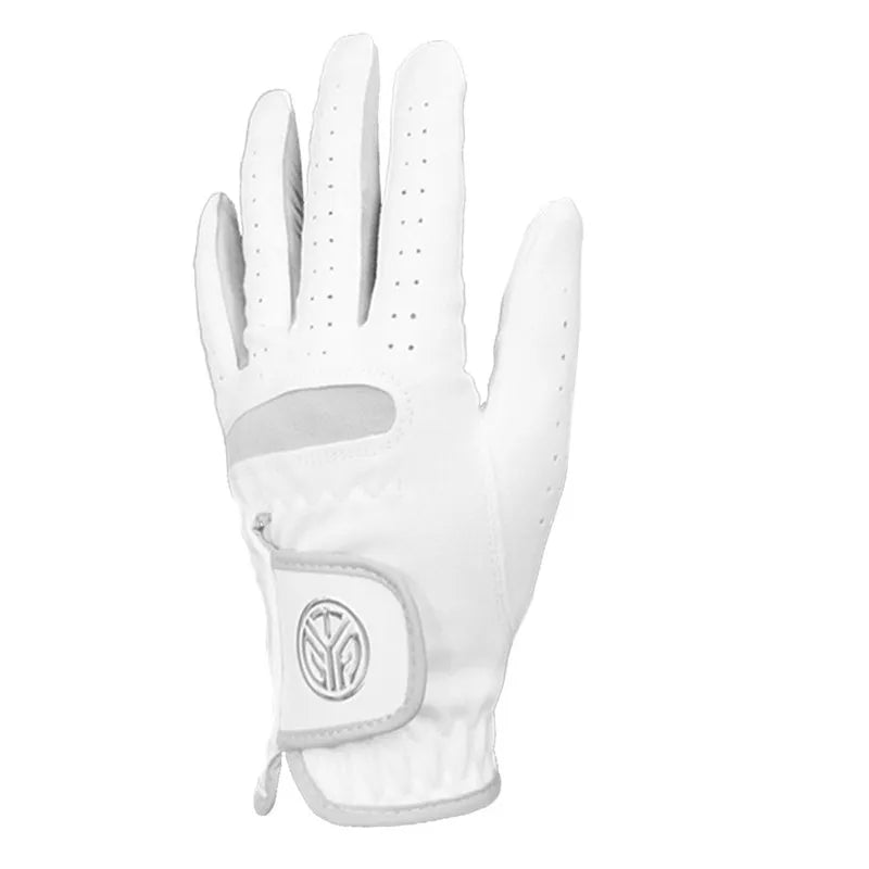 Men's 1-Piece White Fiber Cloth Golf Gloves for Left or Right Hand