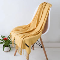 Women's Long Polyester Tassel Scarf with Solid Color