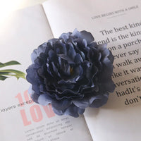 Artificial Silk Peony Flower Heads, 15 Pieces, 13cm Diameter, Red Pink Green