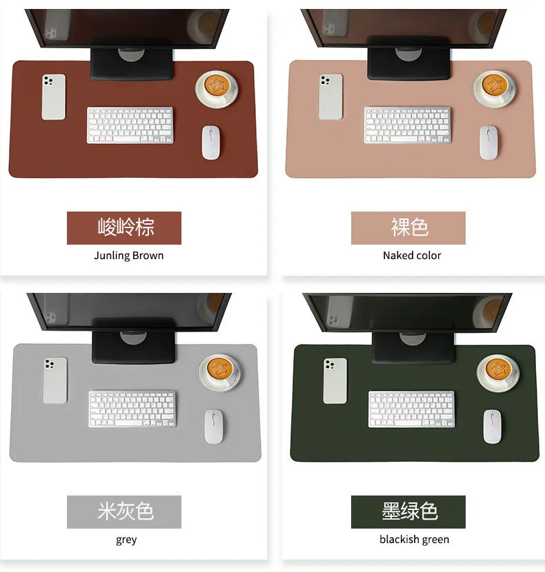 Large White Gaming Mousepad Waterproof Non-Slip PU Leather