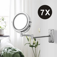 7 Inch Wall Mounted Double Sided Bathroom Mirror with LED Light and Magnifying