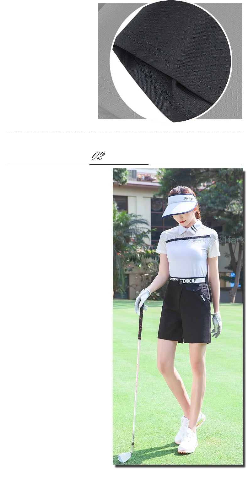 TTYGJ Women High Waist Golf Shorts Summer Quick-dry Sports Trousers Breathable Golf Apparel Ladies Elastic Slim Short Pant XS-XL