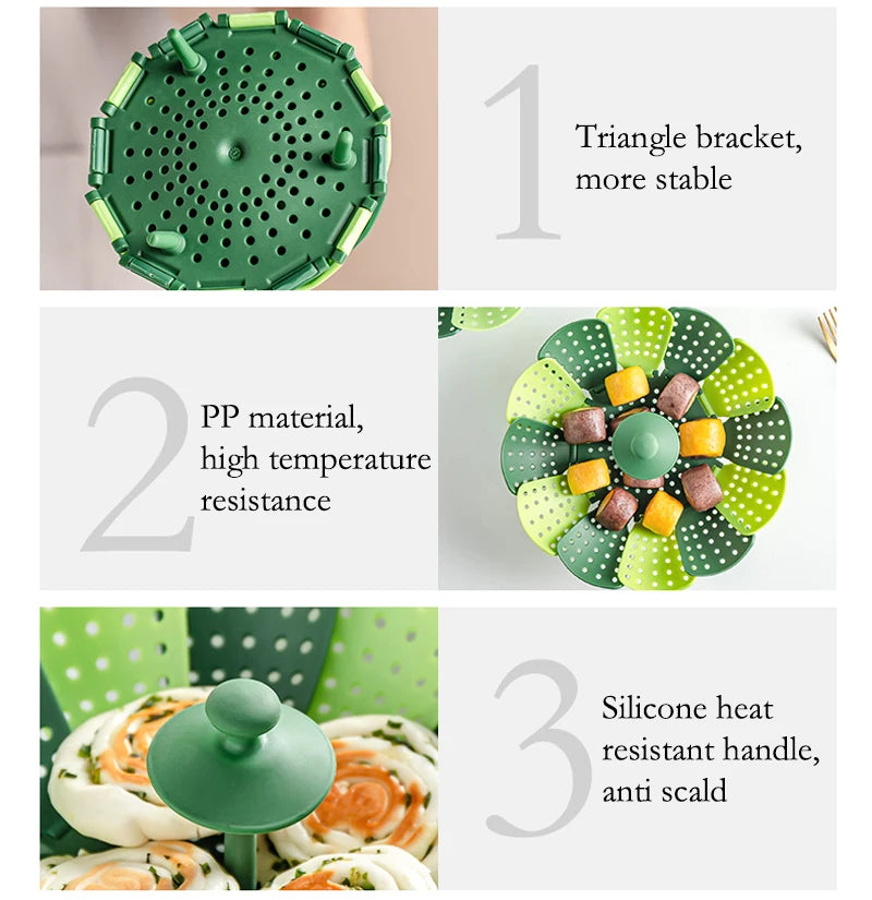 Plastic Folding Lotus Steamer Food Grade Steaming Rack Fruit Baskets Kitchen Storage Racks Vegetable Vapor Cooker Dish Cookware - Buy online at  Vibe In Cart.