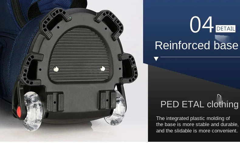 Nylon Golf Bag with Wheels for Aviation, Black and Gray