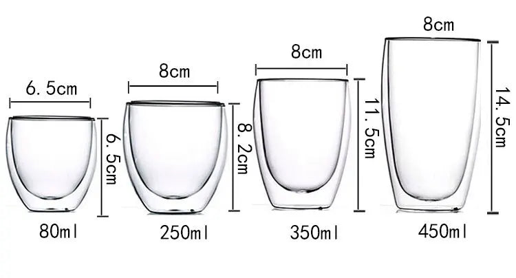 2-18PCS Double Wall High Borosilicate Glass Mug Heat Resistant Tea Milk Juice Coffee Water Cup Bar Drinkware Gift Creativity Set - Buy online at  Vibe In Cart.