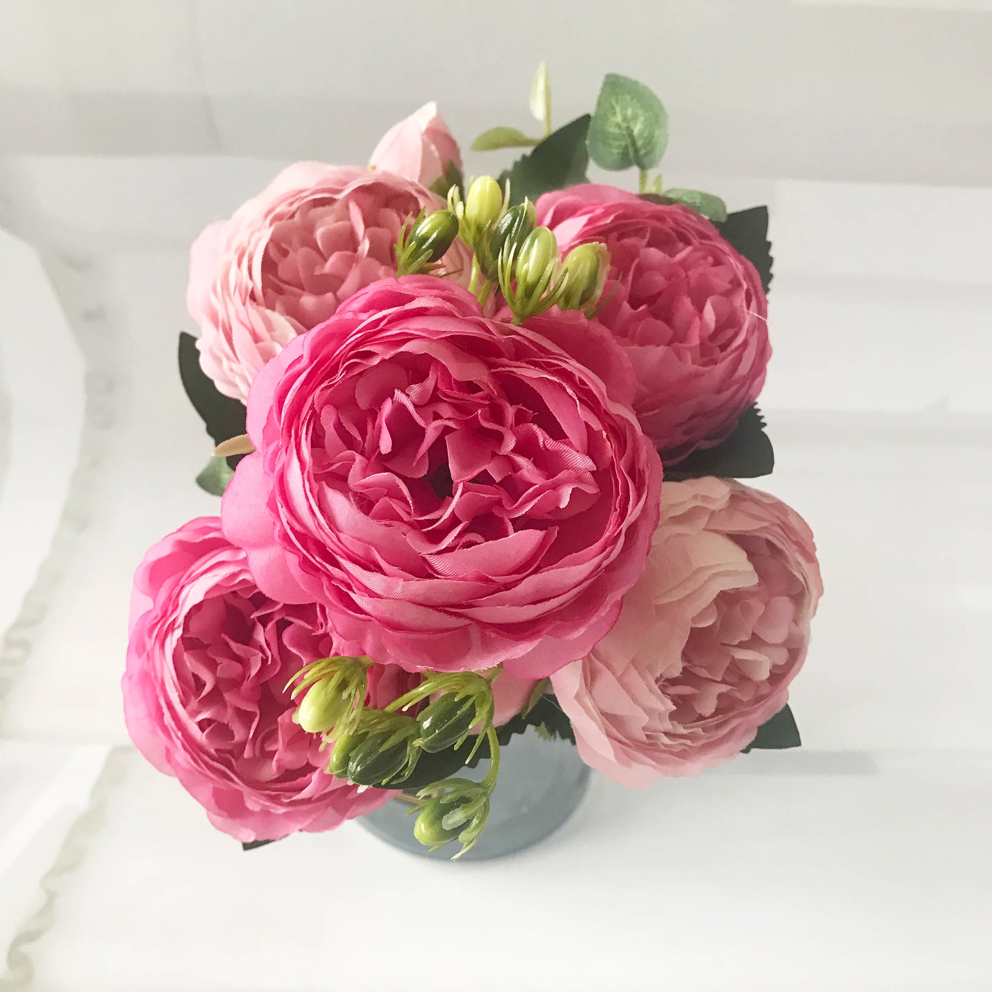 30cm Rose Pink Silk Peony Artificial Flowers Bouquet 5 Big Head and 4 Bud Cheap Fake Flowers for Home Wedding Decoration indoor - Buy online at  Vibe In Cart.