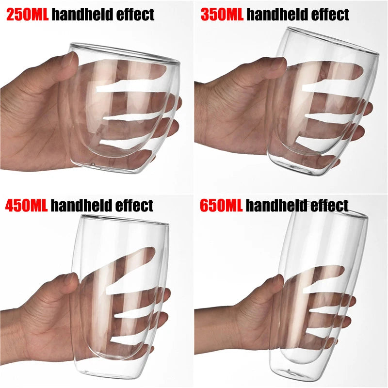 2-18PCS Double Wall High Borosilicate Glass Mug Heat Resistant Tea Milk Juice Coffee Water Cup Bar Drinkware Gift Creativity Set - Buy online at  Vibe In Cart.