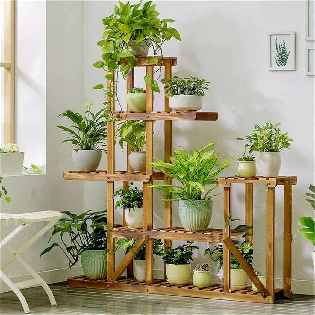 6 Tiered Wood Plant Flower Stand Shelf Planter Pots Shelves Rack Holder Display for Multiple Plants Indoor Outdoor Garden Patio - Buy online at  Vibe In Cart.