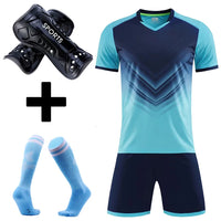 Men's and Boys' Polyester Football Jersey Set with Socks and Shin Guards