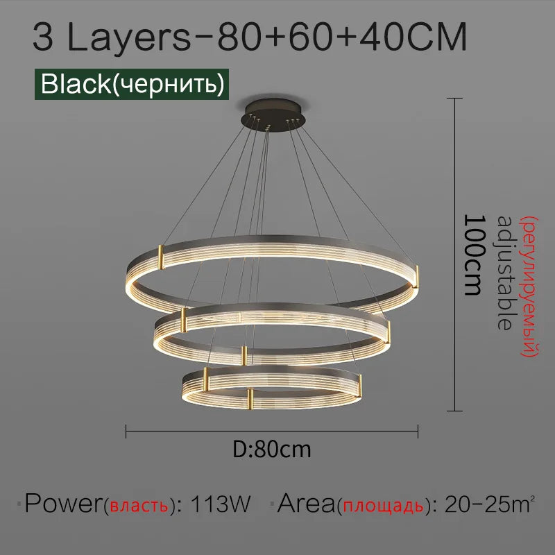 Modern Black LED Cord Pendant Light for Dining Room