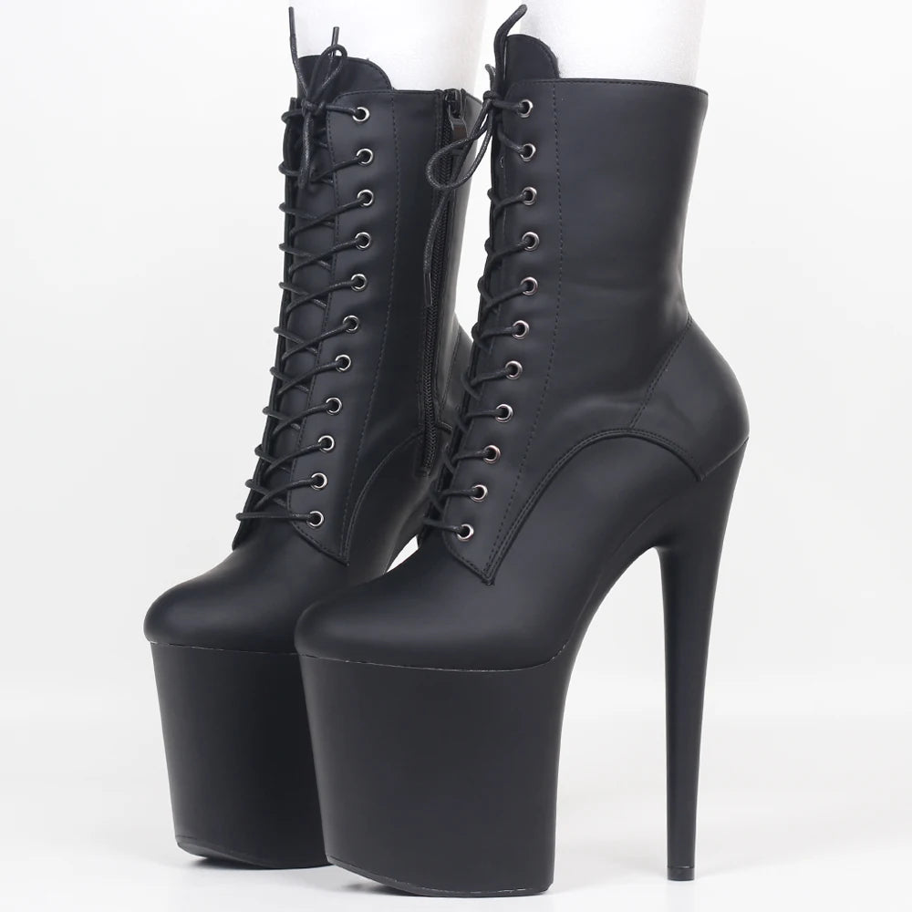 JIALUOWEI INS Style 20CM Extreme High Heels Platform Boots Lace Up Sexy Pole Dancing Ankle Boots Side Zip 5-12 - Buy online at  Vibe In Cart.