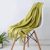 Women's Long Polyester Tassel Scarf with Solid Color