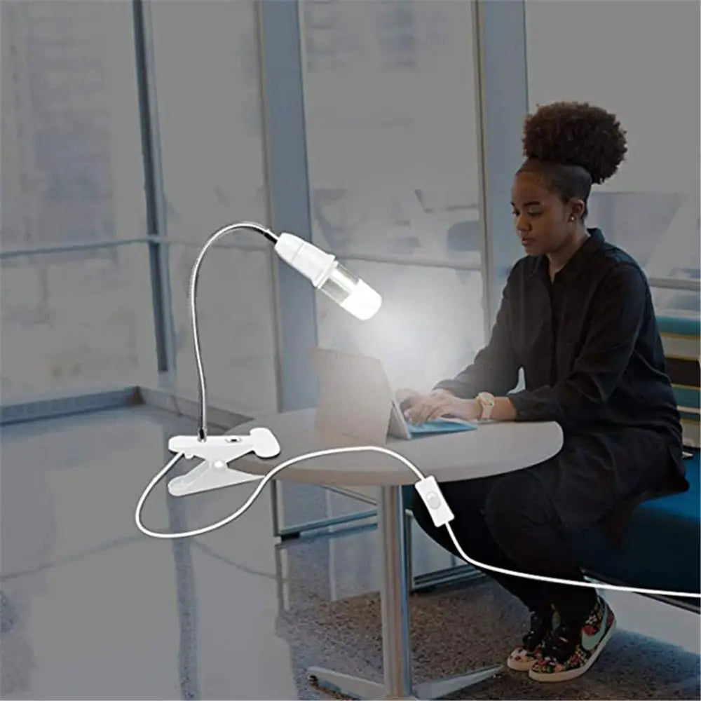 EU US Plug 360 Degrees Flexible Desk Lamp Holder E27 Base Light Socket Gooseneck Clip-On Cable With On Off Switch for Home Plant - Buy online at  Vibe In Cart.