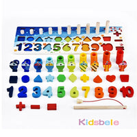 Educational Wooden Math Shape Matching Puzzle Toy for Kids