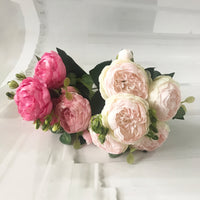 30cm Rose Pink Silk Peony Artificial Flowers Bouquet 5 Big Head and 4 Bud Cheap Fake Flowers for Home Wedding Decoration indoor - Buy online at  Vibe In Cart.