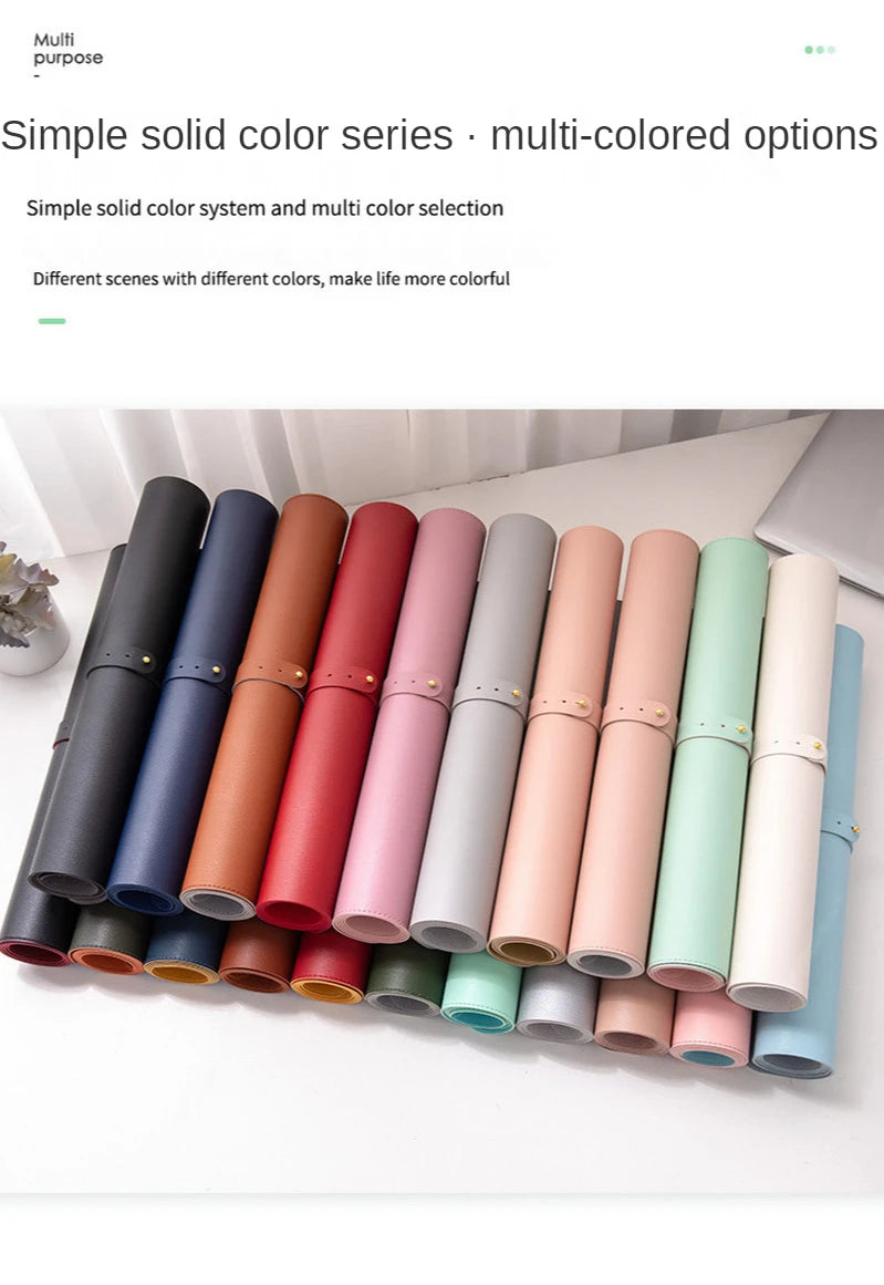 Large White Gaming Mousepad Waterproof Non-Slip PU Leather