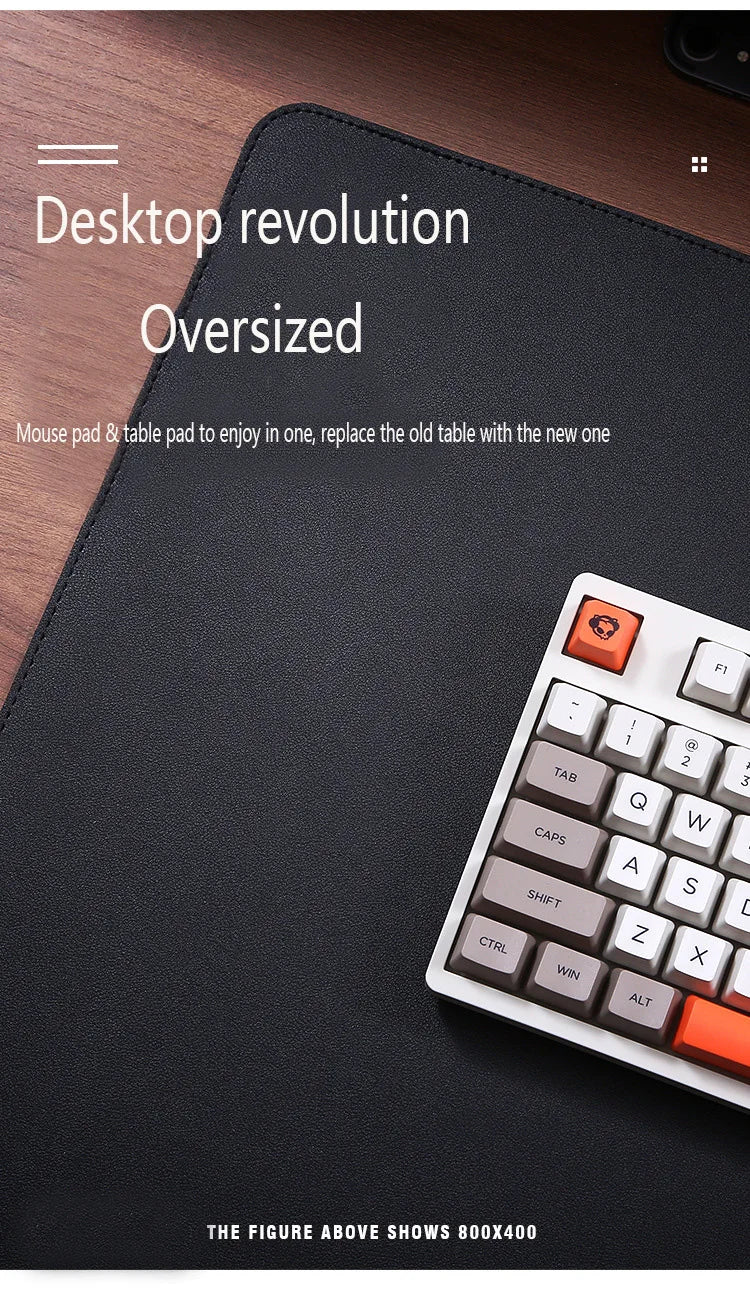 Large White Gaming Mousepad Waterproof Non-Slip PU Leather