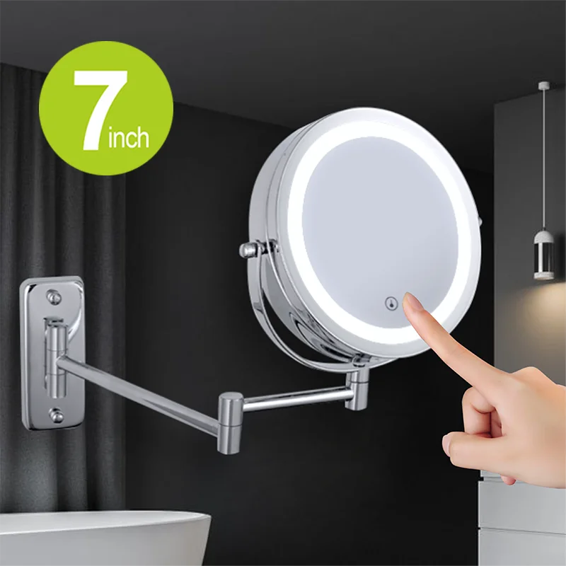 Folding Arm Extend Bathroom Mirror With LED Light 7 Inch Wall Mounted Double Side Smart Cosmetic Makeup Mirrors - Buy online at  Vibe In Cart.