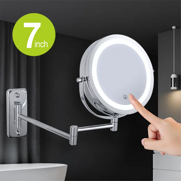 Folding Arm Extend Bathroom Mirror With LED Light 7 Inch Wall Mounted Double Side Smart Cosmetic Makeup Mirrors - Buy online at  Vibe In Cart.
