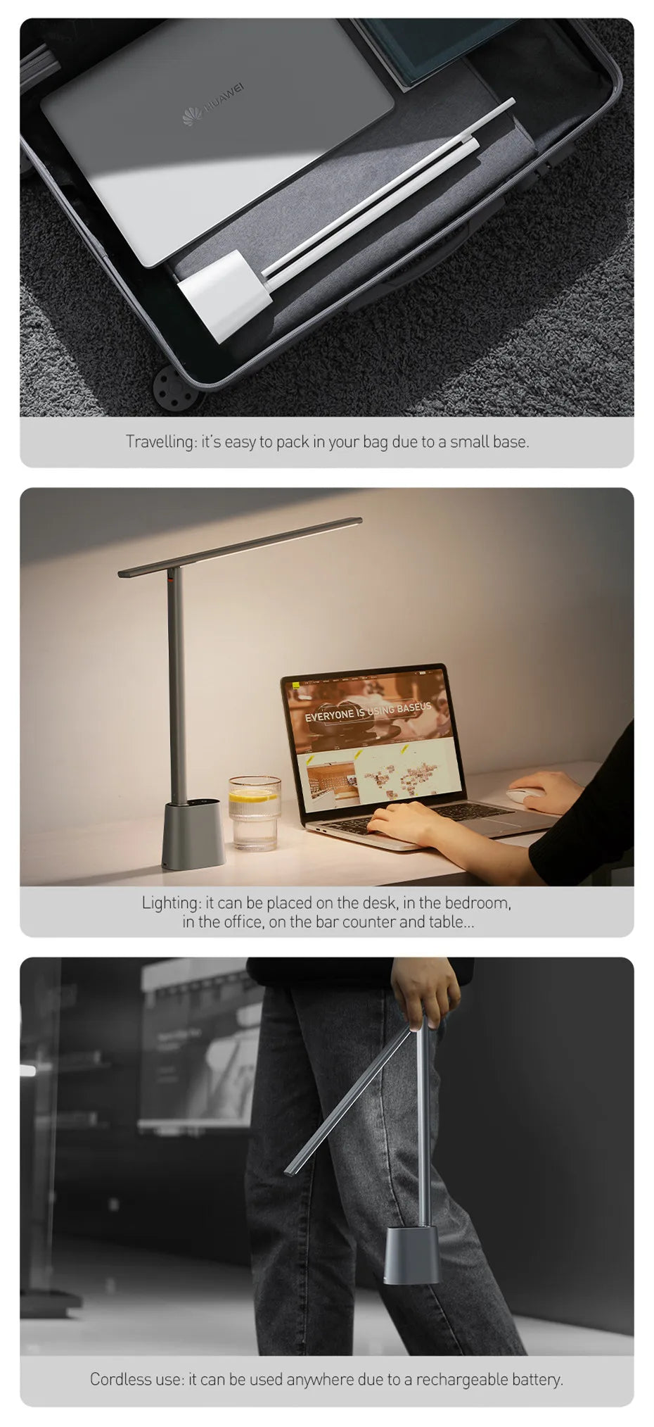 Baseus LED Desk Lamp Eye Protection Study Dimmable Office Light Foldable Table Lamp Smart Adaptive Brightness Bedside Read Lamp - Buy online at  Vibe In Cart.