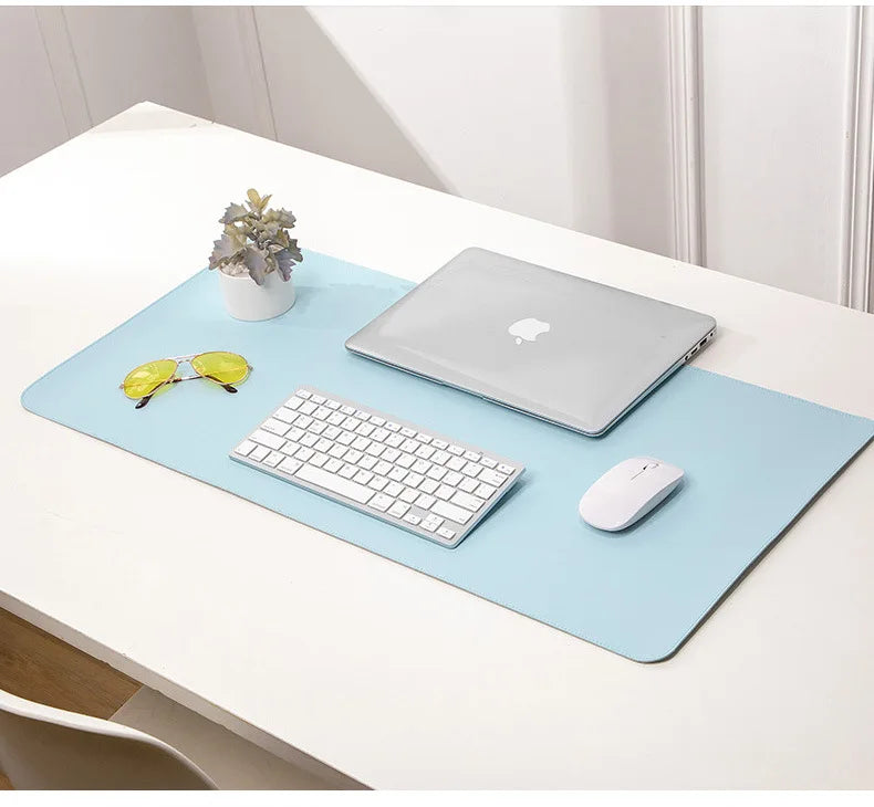 Large White Gaming Mousepad Waterproof Non-Slip PU Leather